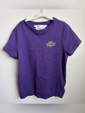 MEC Kids Purple Graphic Tee - "Leave Nothing But Footprints"